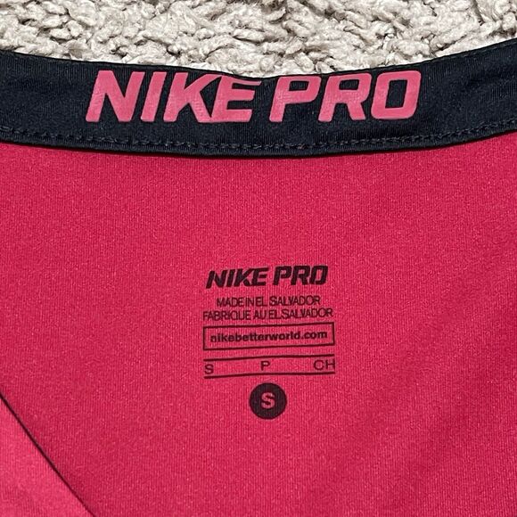 Nike Pro Shirt Womens Small Red Commpression Athletic V Neck Dir-FIT - Picture 2 of 10